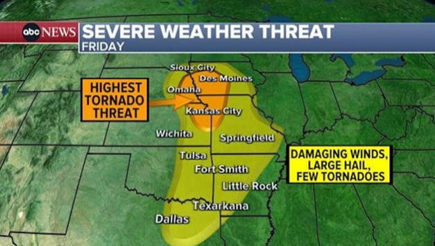Severe weather, including tornado threat, expected to impact the HeartlandMax Golembo and Meredith Deliso, ABC News